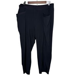 T by Talbots Women’s 2X Petite Black Soft Knit Relaxed Pants Side Pockets